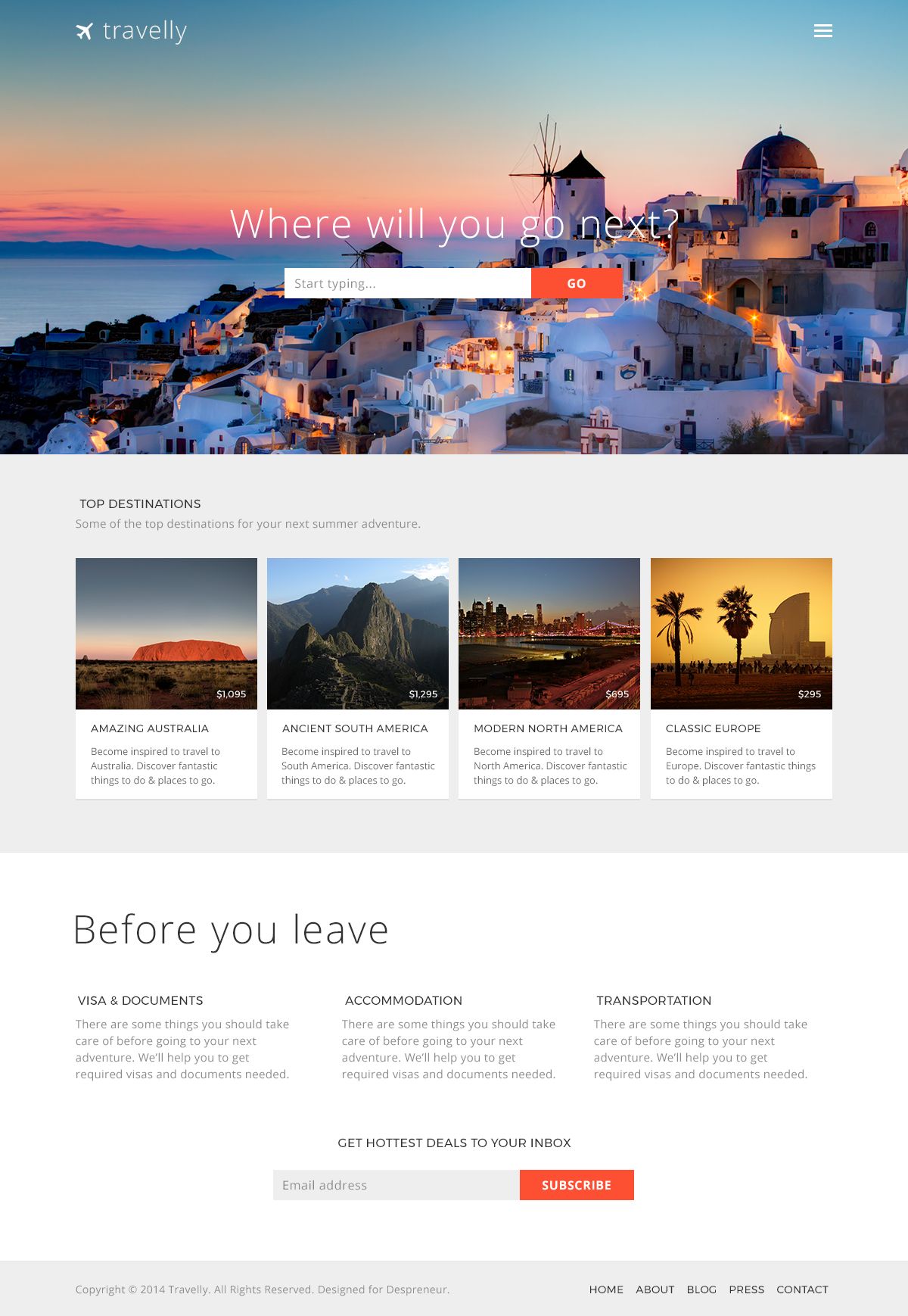 Travelly site screenshot